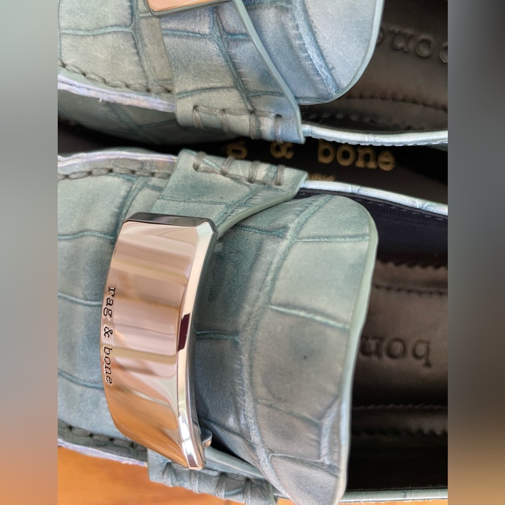 rag and bone loafers in light blue leather with silver buckle and black … - Picture 15 of 16